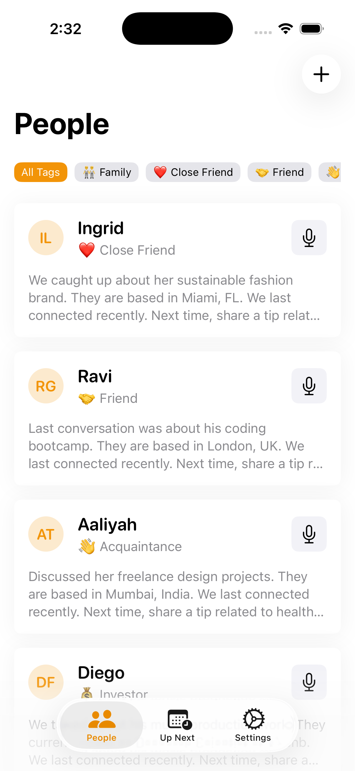 Keep app showing the People list sorted by last contact